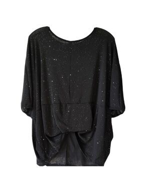 CHERI BLISS Sparkly Black Draped Blouse Size Large NWT